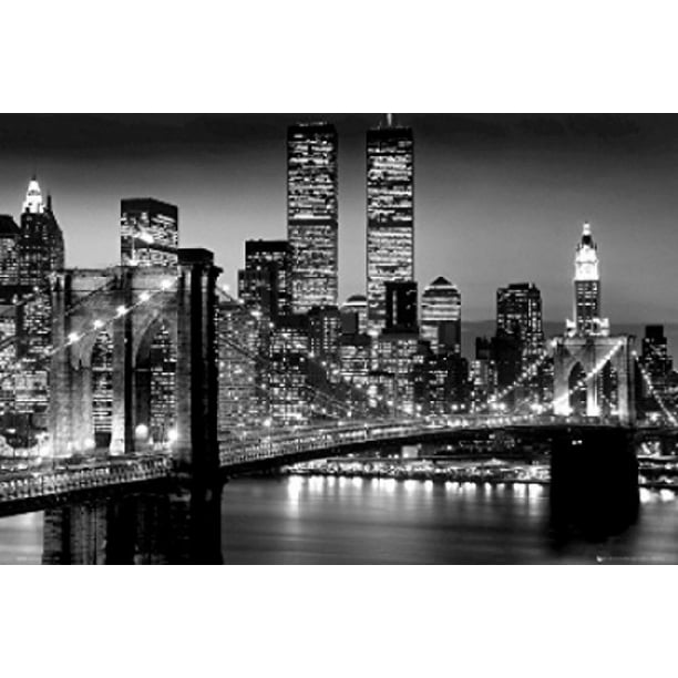 NEW YORK CITY ~ 24x36 POSTER ~ BROOKLYN BRIDGE & WORLD TRADE CENTER NEW/ROLLED! 